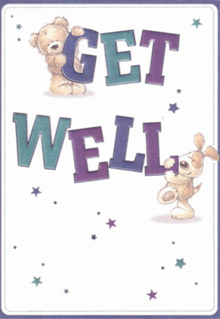 This evocative get well card, crafted with a sense of local artistry reminiscent of creative afternoons spent in Holland Park's art workshops, pairs innocence with hope in beautifully whimsical style. The central duo-a kindly bear with plush cocoa fur and a sweet-nosed puppy with endearing floppy ears-are poised in joyful harmony, each engaged in delivering warmth and good wishes. Around them, a constellation of stars sparkles in deep purples and gentle aquas, reflecting both the magic of a starry west London evening and the gentle encouragement that fills the neighbourhood. The bold, flowing letters of 'GET WELL' are rendered in lively hues, their tactile shading capturing the subtle richness of floral petals arranged by hand at Holland Park Florist. Every flourish in the design seems guided by the same care and intention I use when selecting each rose or daisy for a recovery bouquet. The card's soft, luminous background imparts lightness and clarity, ensuring the spirit of support shines through vividly-a gesture meant to comfort and uplift anyone on the path to recovery within our cherished Holland Park community.